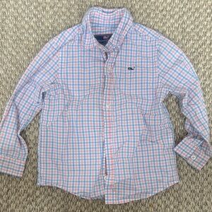 Vineyard Vines Kids Pink and Blue Plaid Shirt 3T 100% cotton